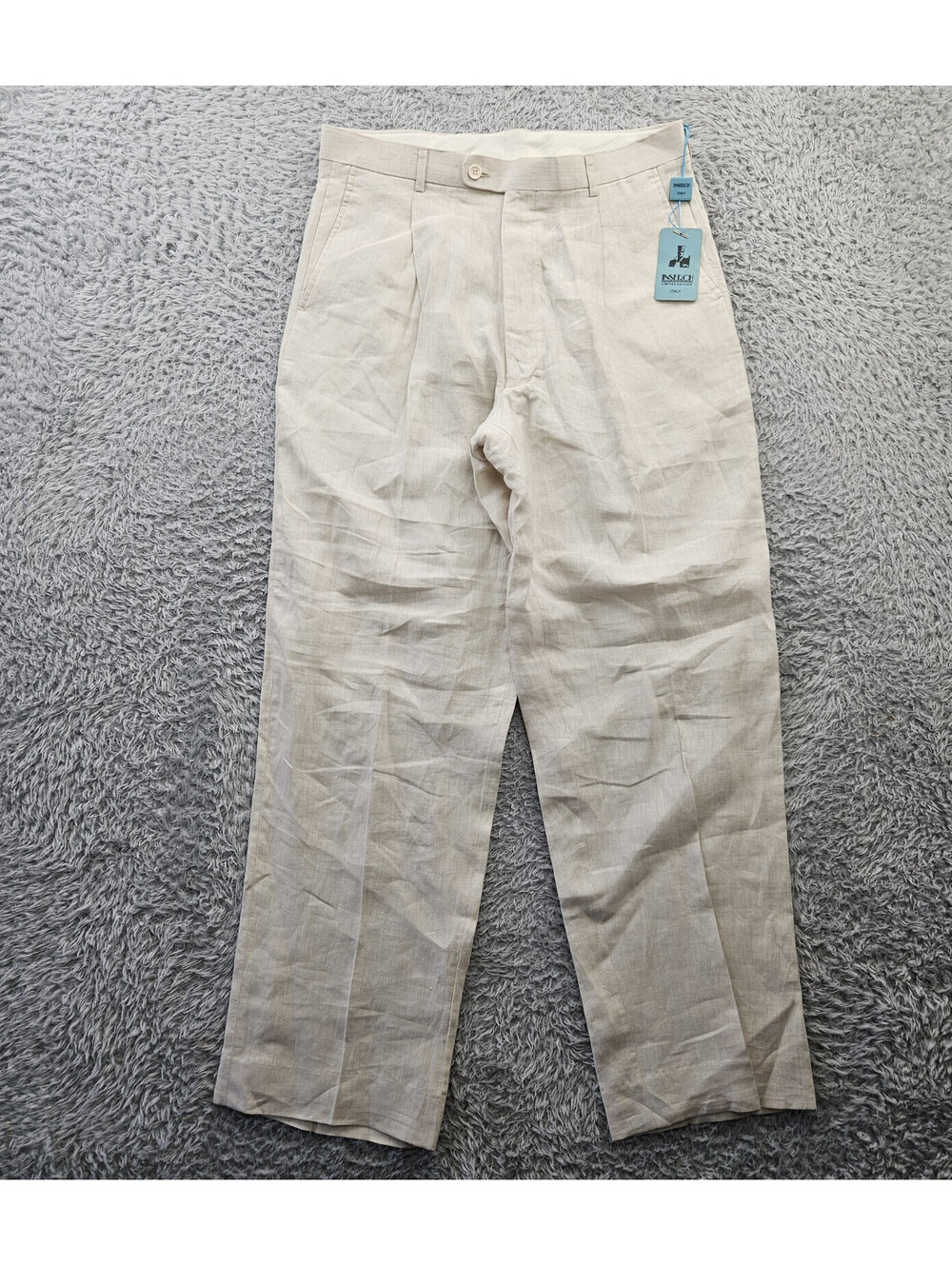 INSERCH Linen Pants 34x33 Pleated New W Tags Beige 100% Linen